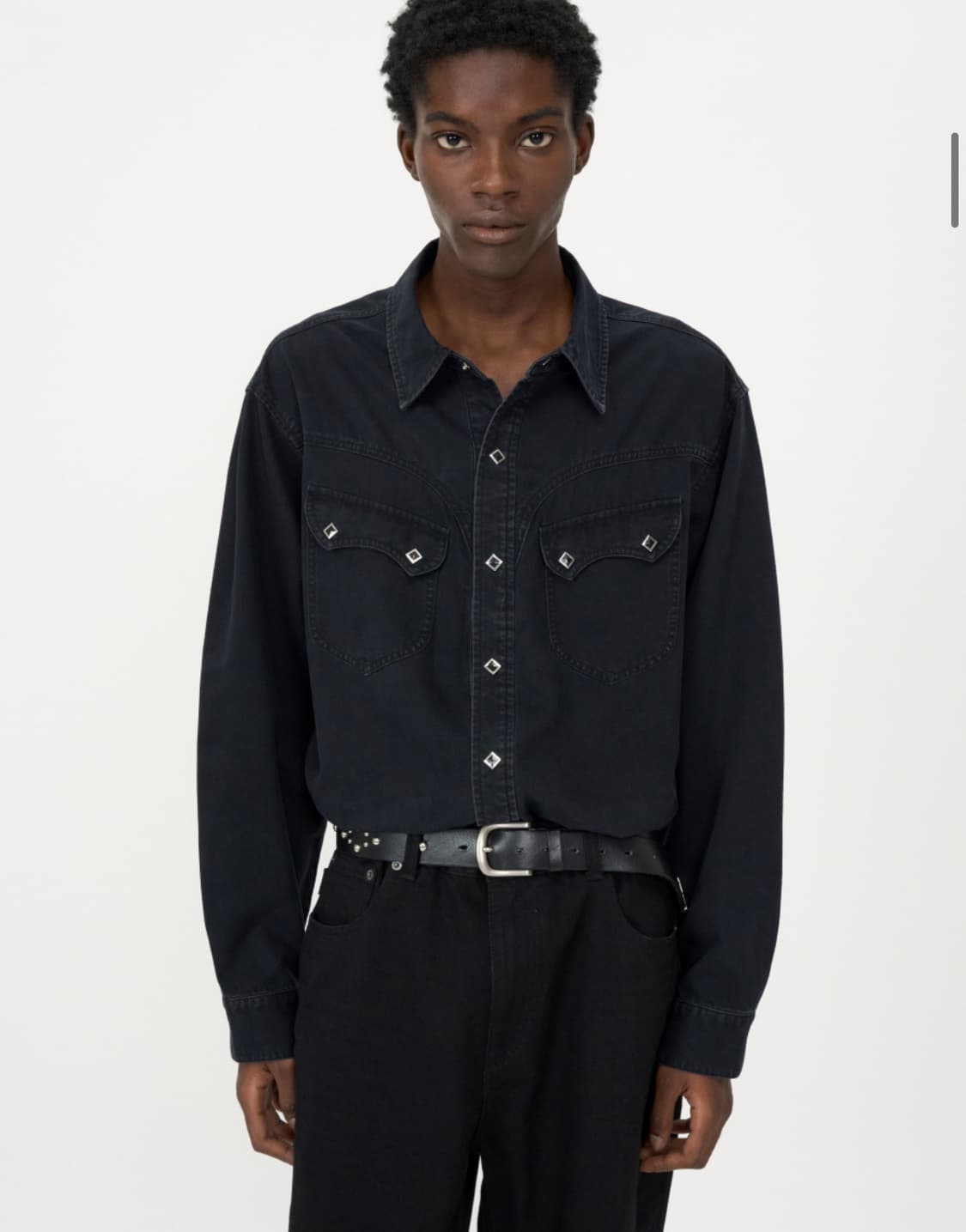 인사일런스 워시드 데님 웨스턴 셔츠 WASHED BLACK L사이즈 상품이미지1