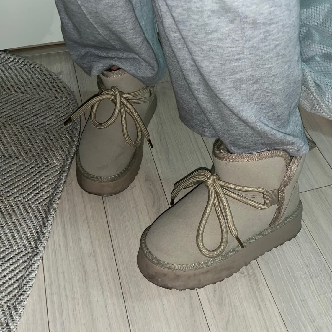 보솜 리본 베이지그레이 어그부츠 230 상품이미지8