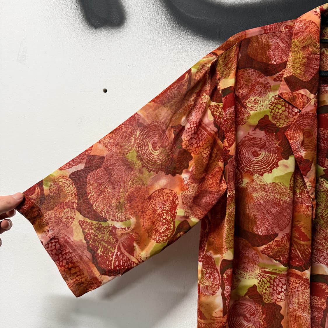 VTG 빈티지 언발란스 러플 스타일 오픈 스냅 시스루 가디건 상품이미지5