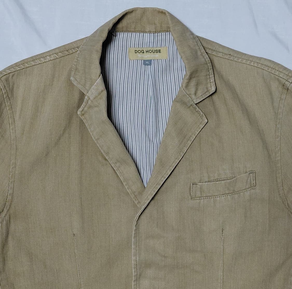 할인!! (XL) DOG HOUSE 빈티지 베이지 코튼 린넨 블레이저 상품이미지3