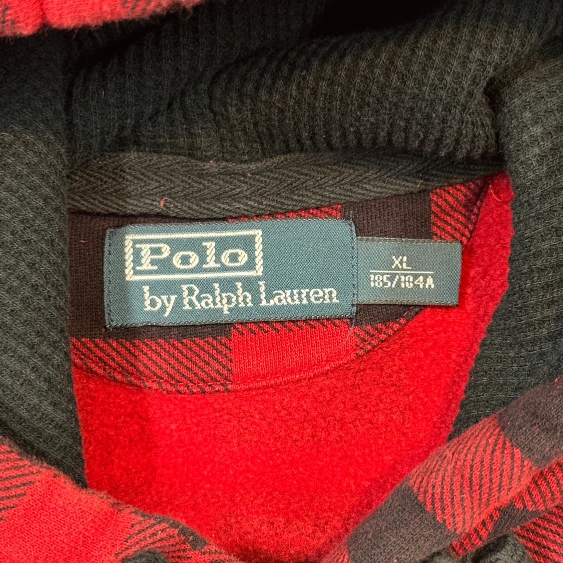 XL) 폴로 랄프로렌 레드 블랙 체크 후드티 상품이미지6
