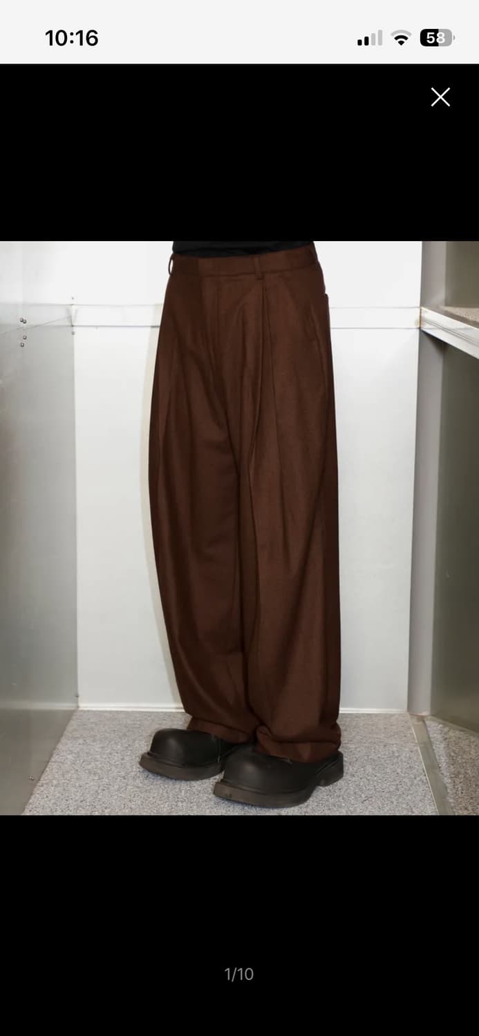 시그니쳐 오버랩 투턱 울 슬랙스[브라운] M 상품이미지1