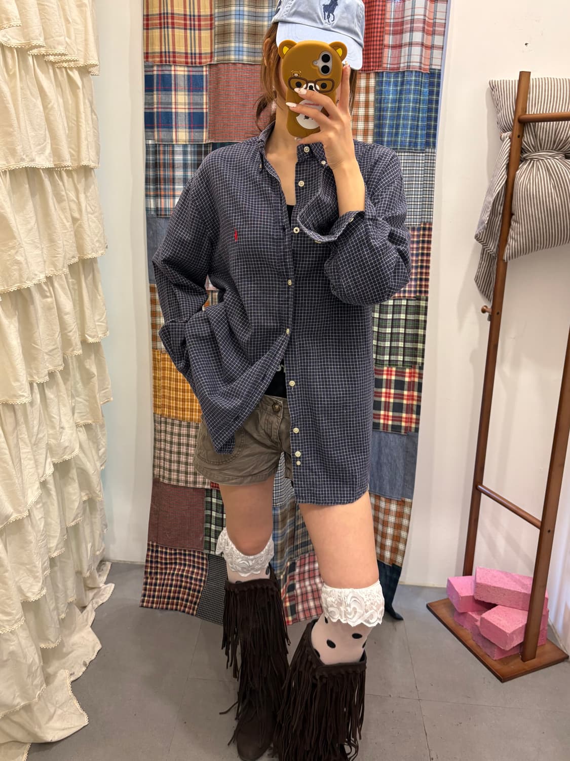 폴로 딥네이비 체크 셔츠  상품이미지2