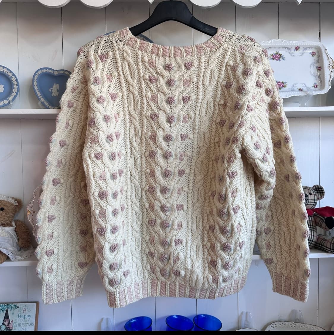 핸드니트 케이블 플라워 입체 니트 상품이미지1