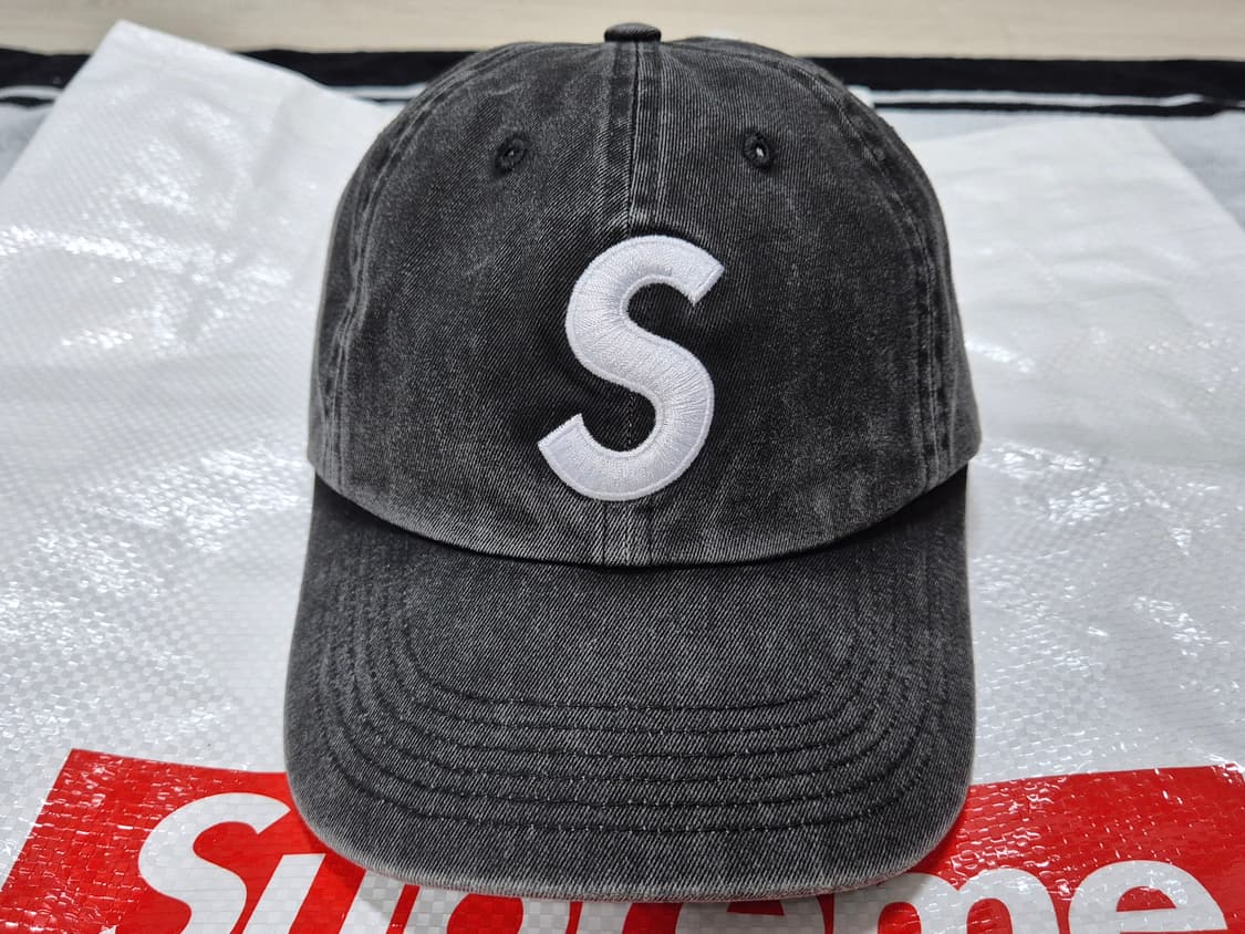 (os) 슈프림 피그먼트 S로고 캡 블랙 6패널 모자 상품이미지2