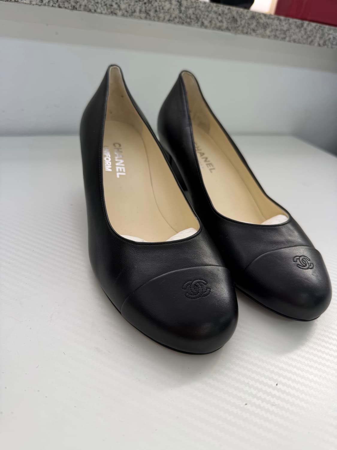 정품) 샤넬 블랙 발레리나 플랫 슈즈 구두 38.5 상품이미지2