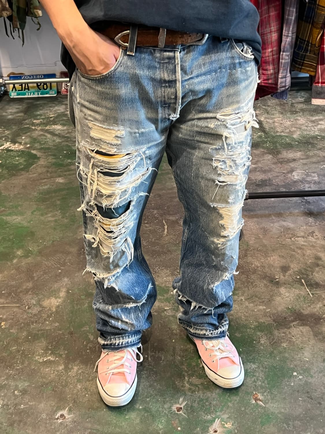 00's [36] 리바이스 501 커스텀 디스트로이드 리페어 데님 팬츠 상품이미지2