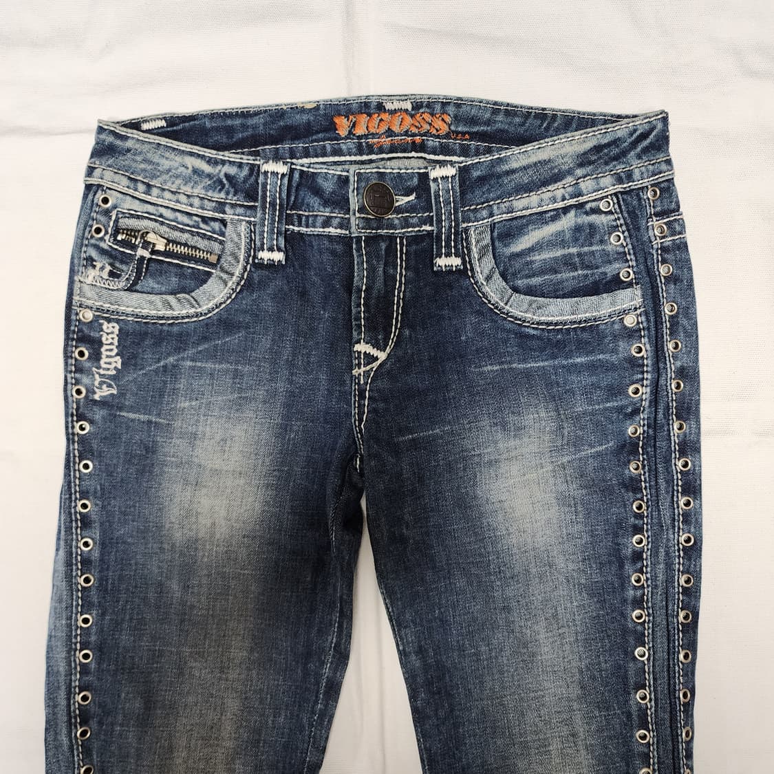 Vigoss 스터드 음각 워싱 데님팬츠 상품이미지5