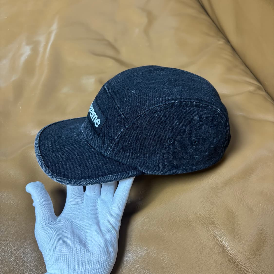 슈프림 캠프캡 모자 박스로고 데님 블랙 상품이미지4