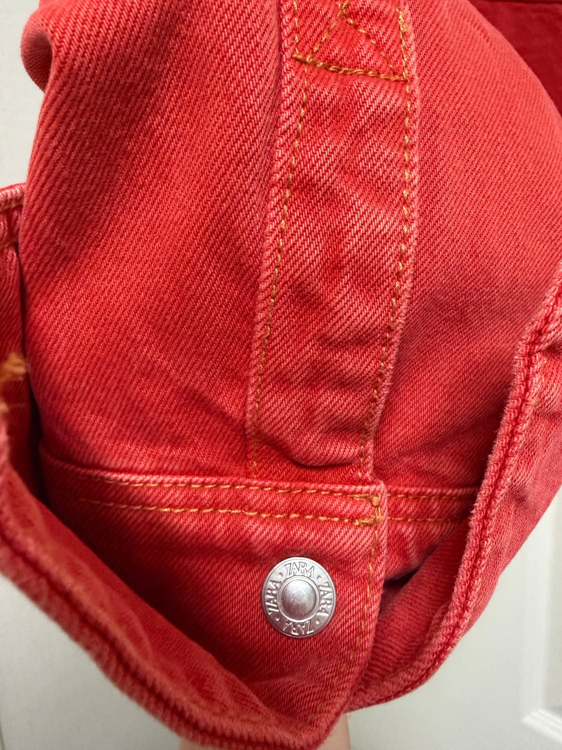 zara 빈티지 워싱 데님 자켓 레드 상품이미지5