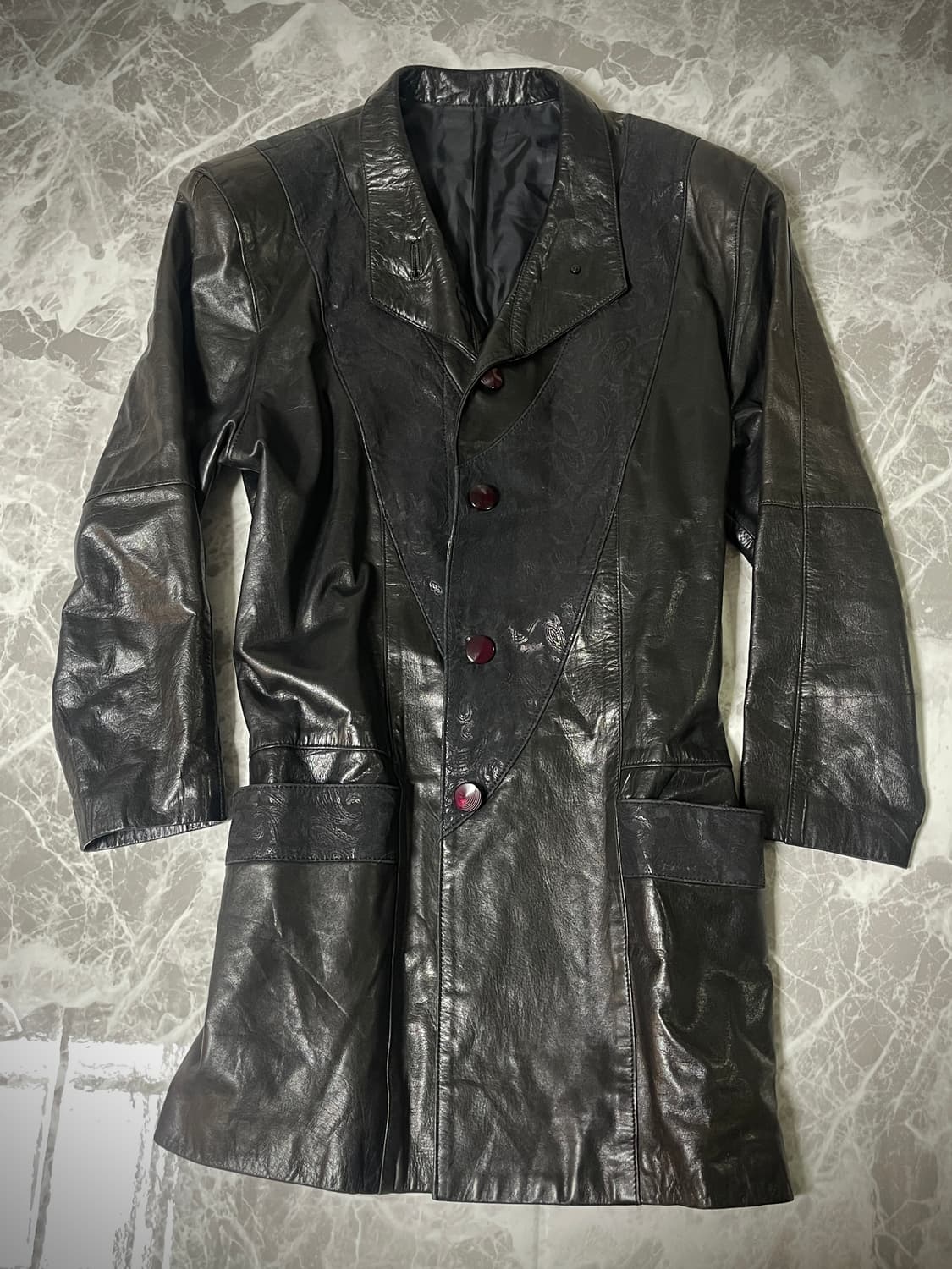 leather vintage pattern jacket 상품이미지1