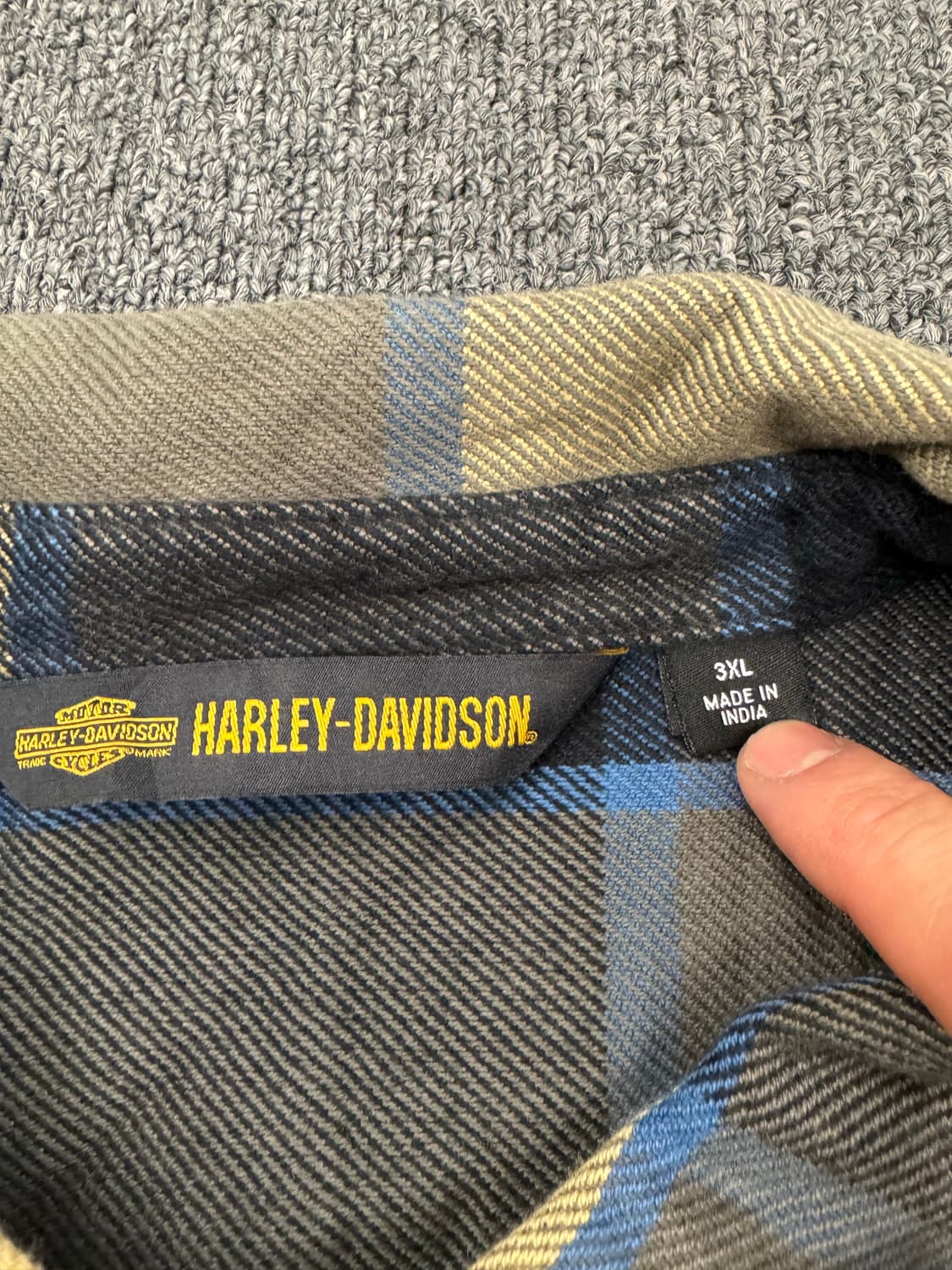 3XL)할리데이비슨 빈티지 후면 러버 프린팅 플란넬 체크 긴팔셔츠 상품이미지4