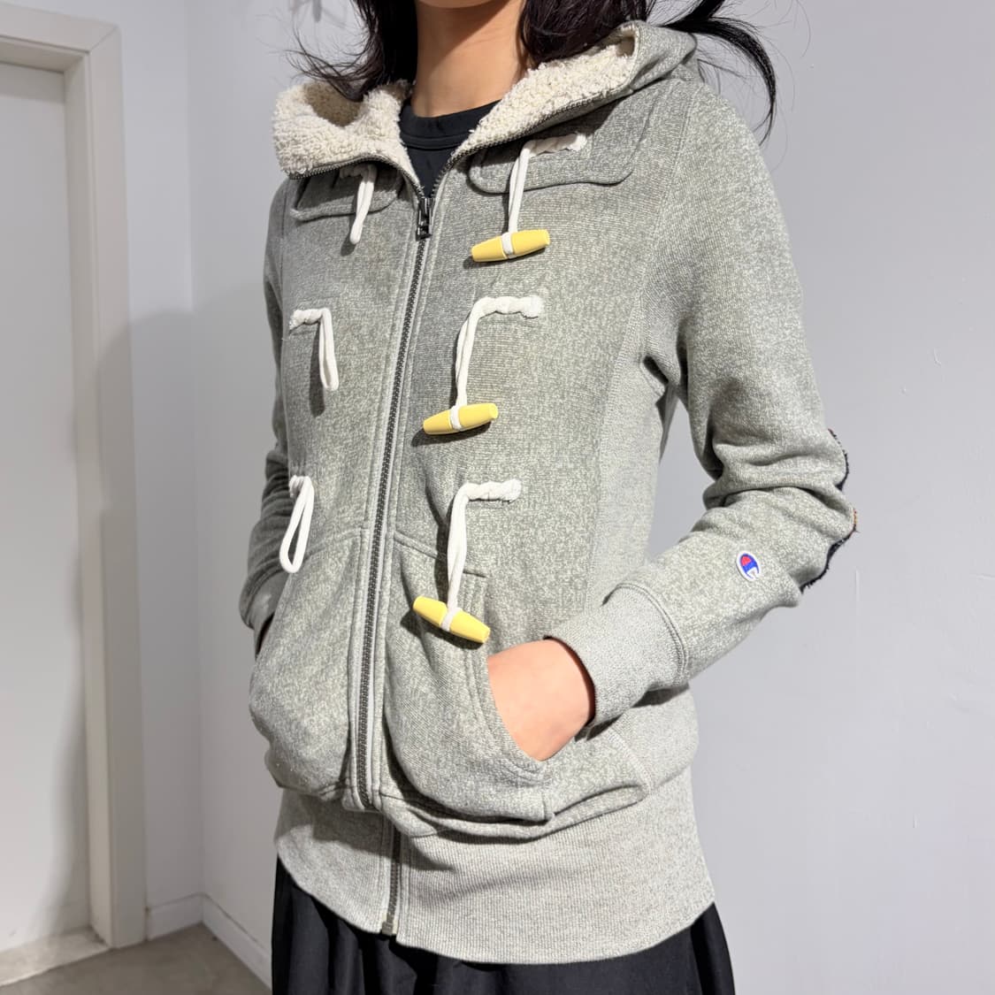 챔피온 리버스위브 그레이 떡볶이 후드집업 자켓 상품이미지2