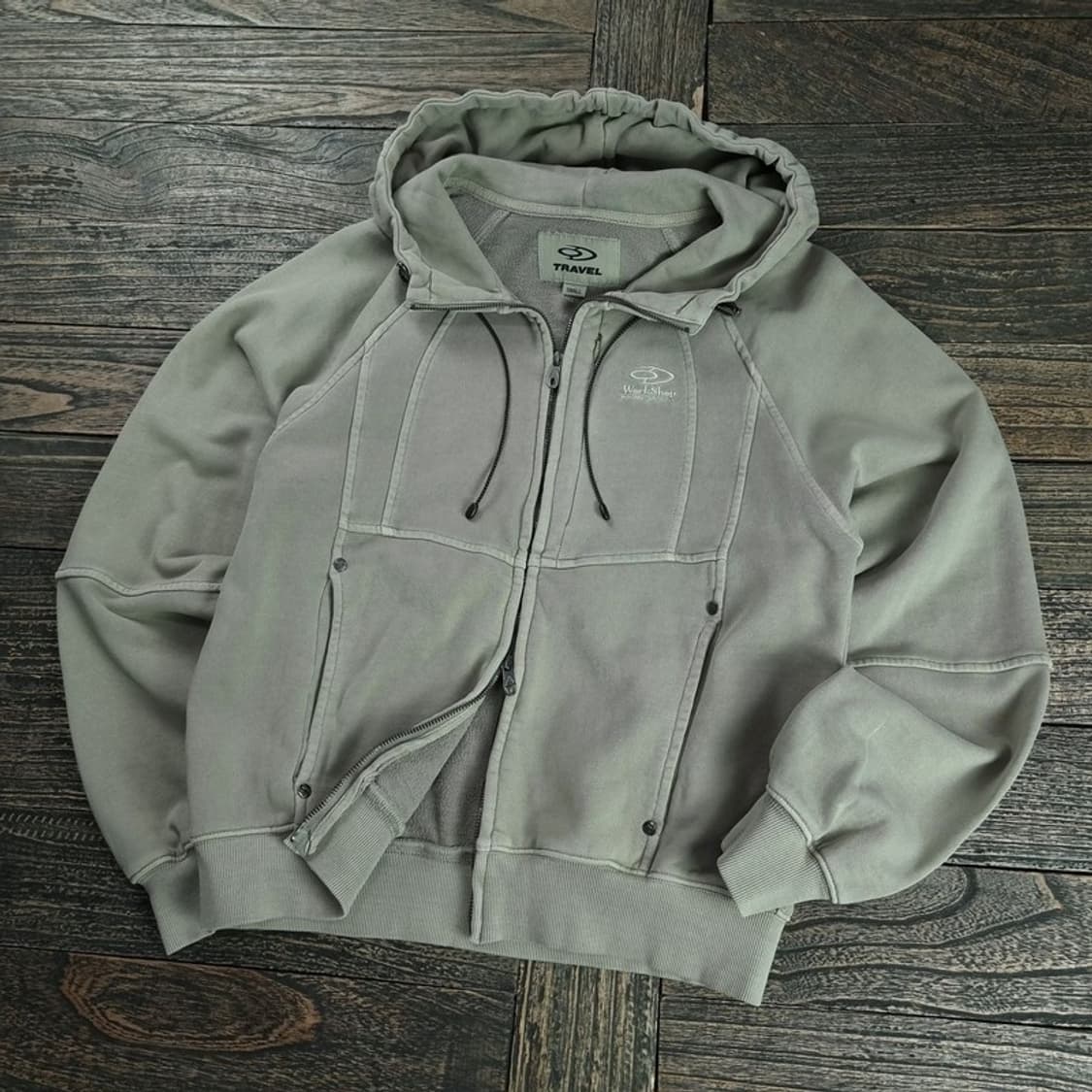 [트래블] 워크샵 라인 절개 오버핏 후드 집업 M18949 상품이미지1