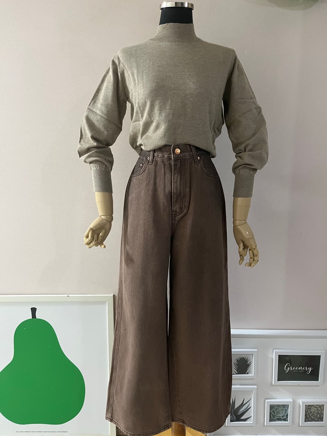 브라운빈티지워싱와이드데님(M) 상품이미지7