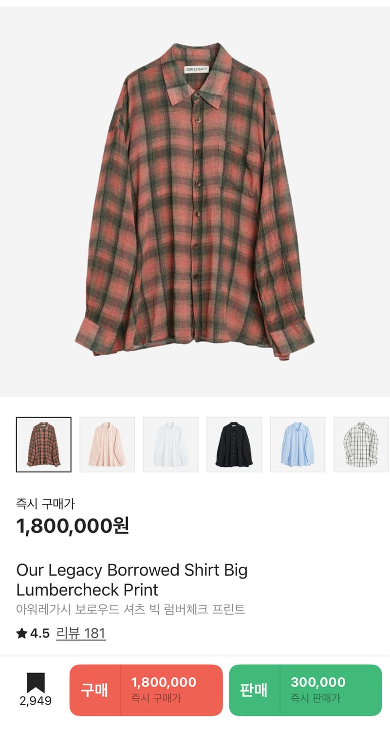 아워레가시 23ss 빅럼버체크 보로우드 셔츠 상품이미지1