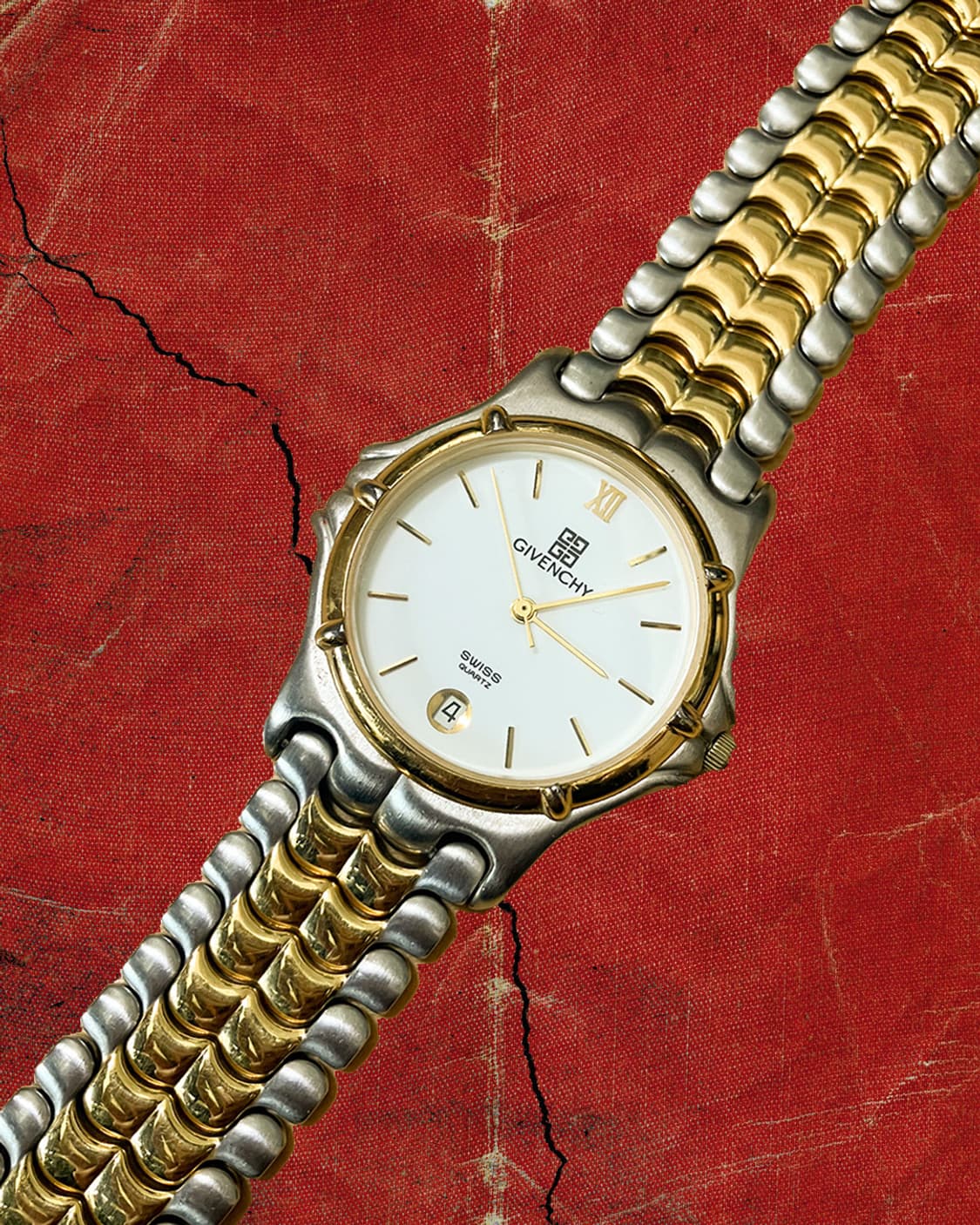 Givenchy 지방시 실버 골드 트라이벌 빈티지 쿼츠 시계 상품이미지1