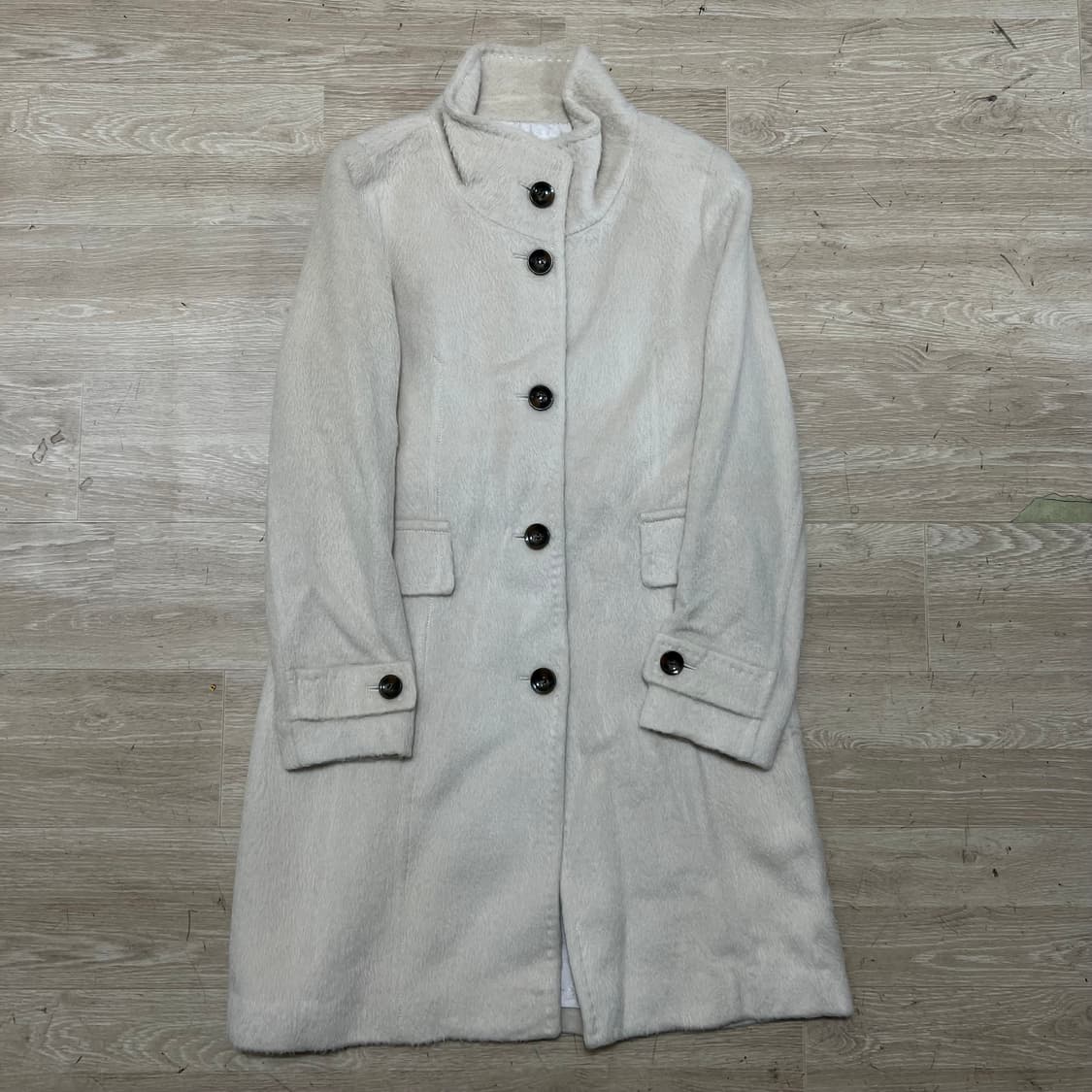 빈폴 여성 알파카 스탠드넥 싱글 앙고라 롱코트 [아이보리] S/90 상품이미지1