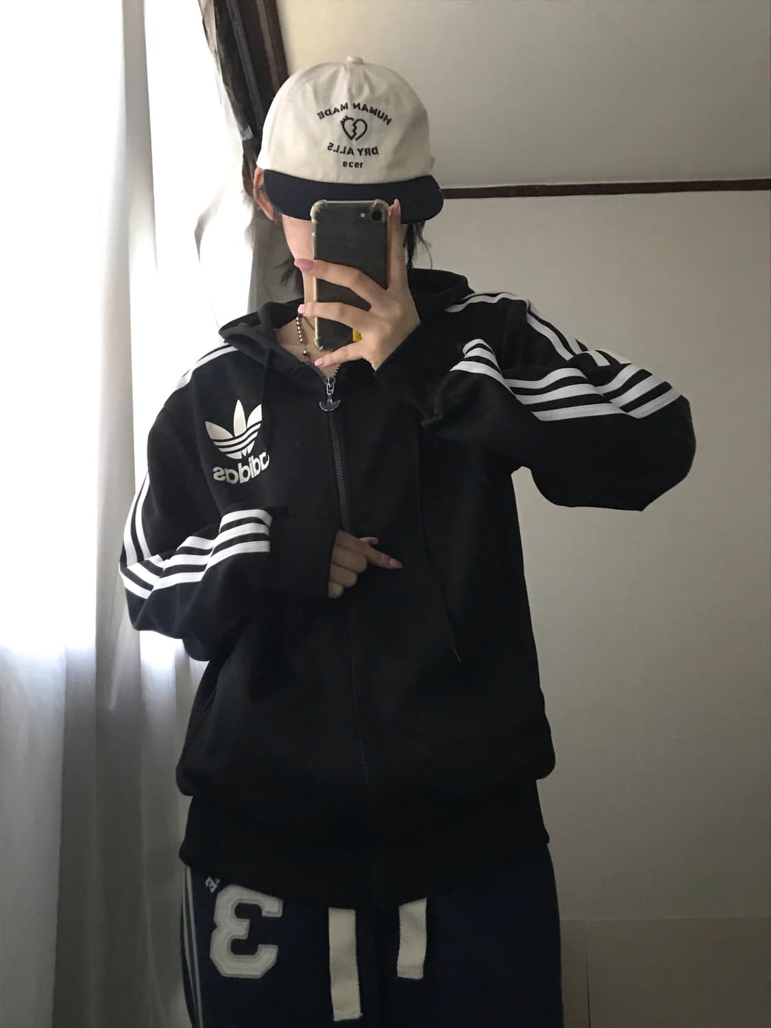 아디다스 블랙 빅로고 후드 져지 상품이미지8