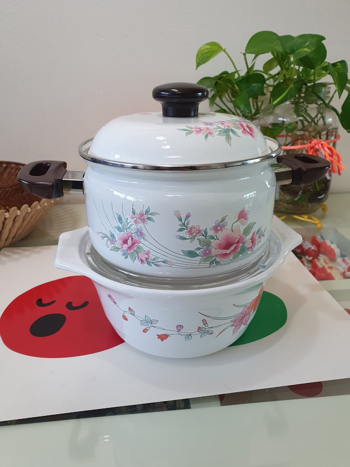 Siam Fuji Ware 꽃무늬 냄비 16cm 상품이미지1