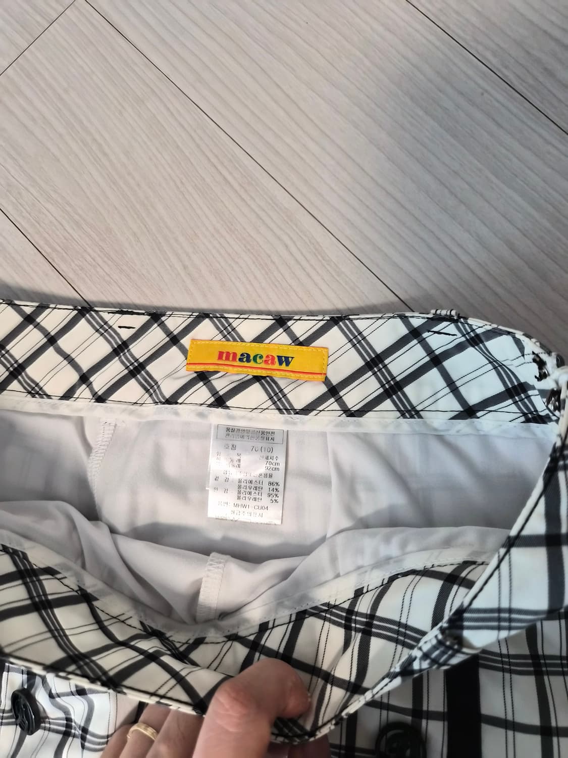 MACAW 마코 더블 버튼 체크 골프 치마 스커트 (속바지 내장, 호칭 상품이미지4