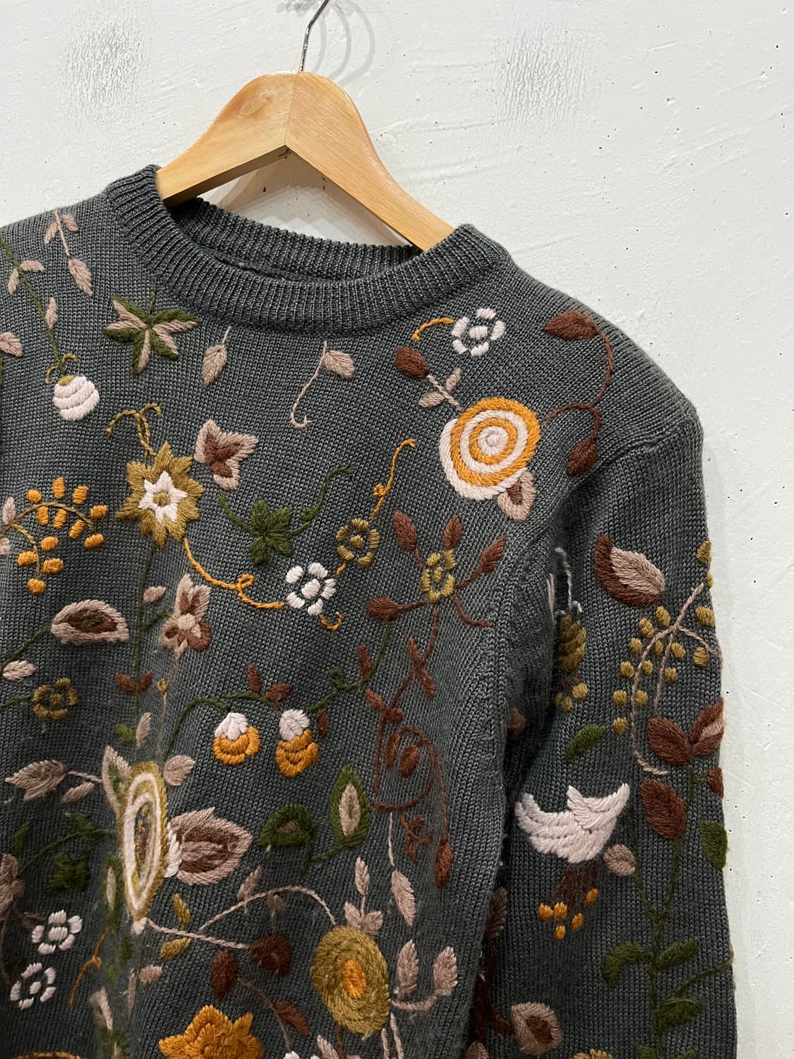 일본빈티지 아플리케 자수 퓨어울 니트 우먼즈  상품이미지2