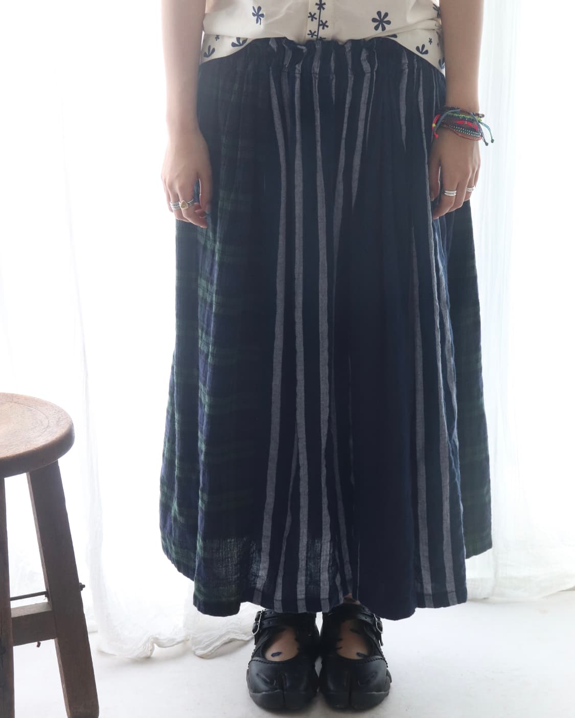 [Natural Laundry] Check & Stripe Skirt 상품이미지4