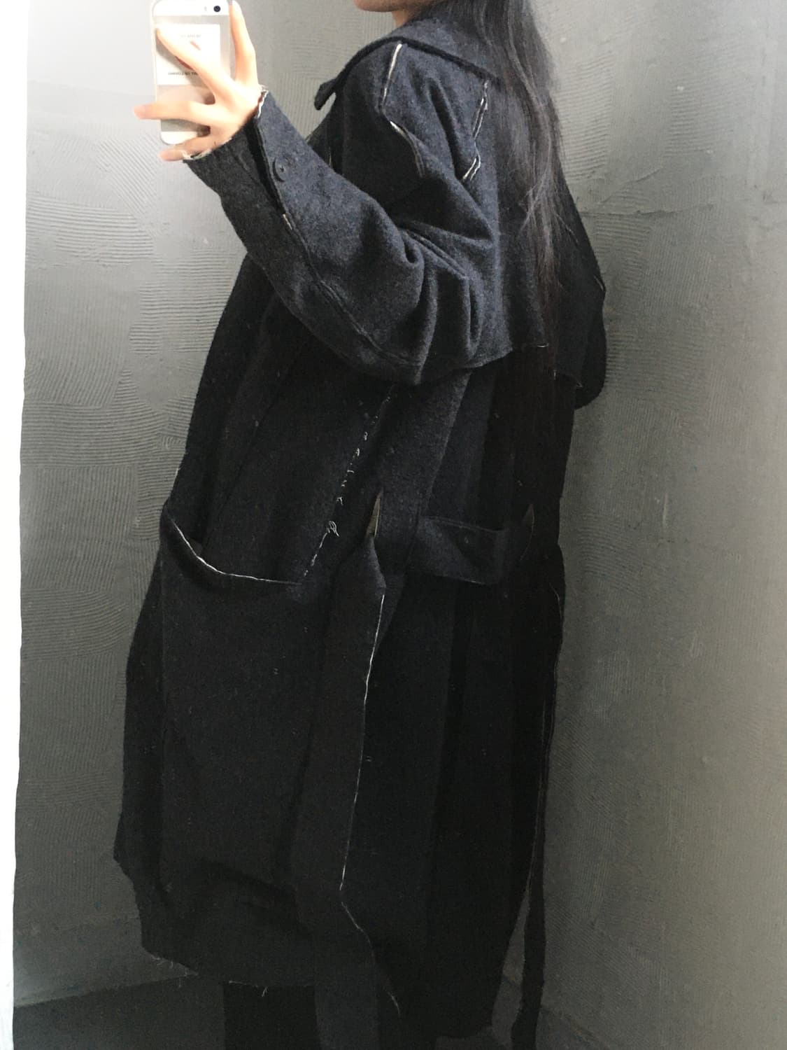 TRANSIT 트랜짓 딥차콜 컬러 집업 롱 코트 상품이미지3