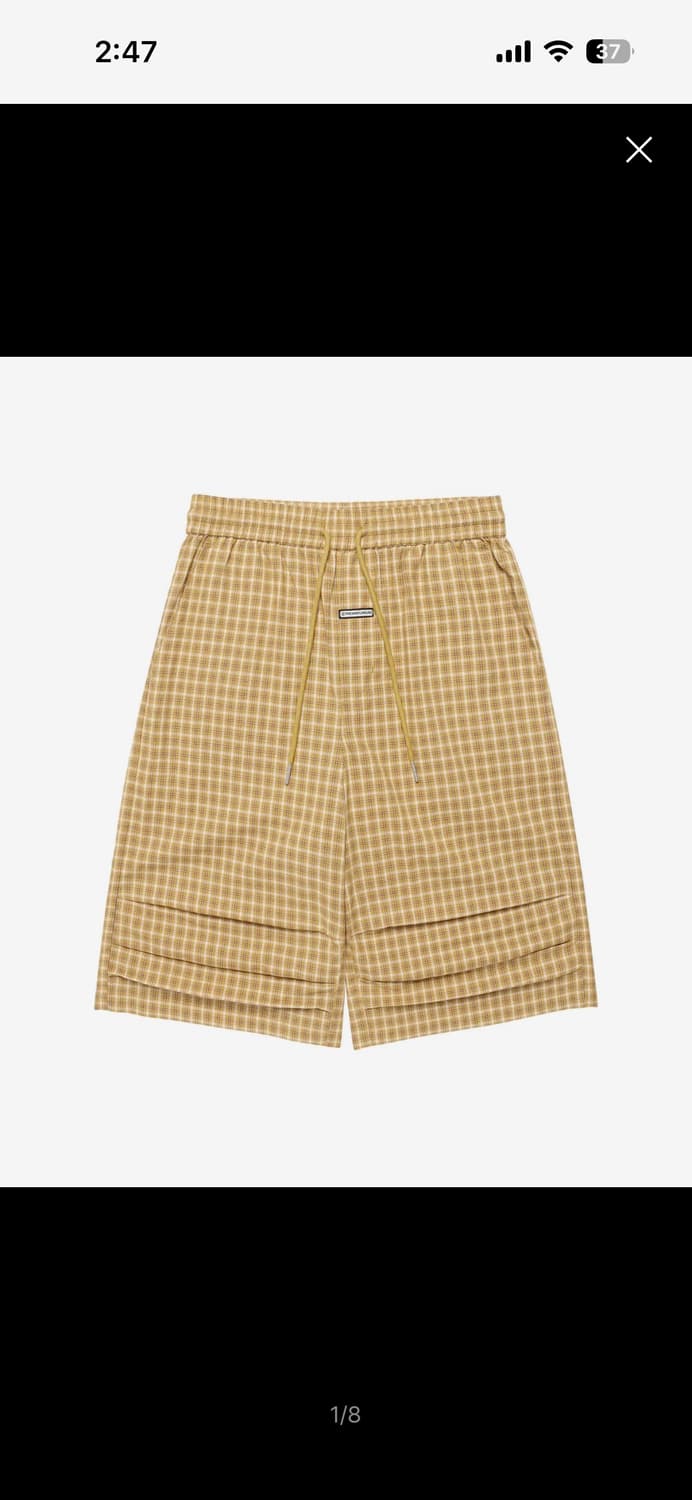 더바이닐하우스 THREE-QUARTER CHECK PANTS YELLOW 상품이미지1