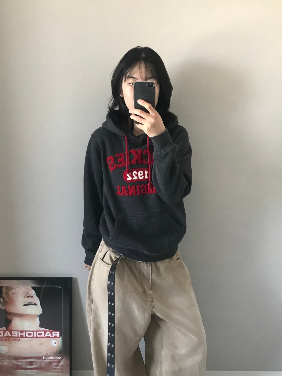 디키즈 중앙 자수 로고 차콜 후드티 상품이미지2