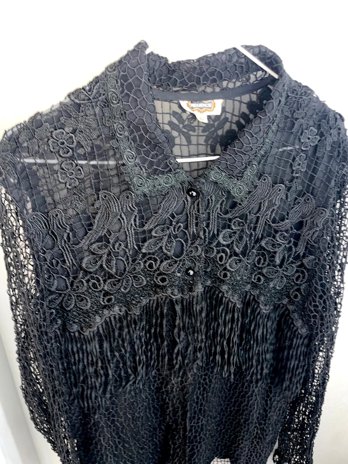 블랙 프린지 레이스 시스루 셔츠 상품이미지1