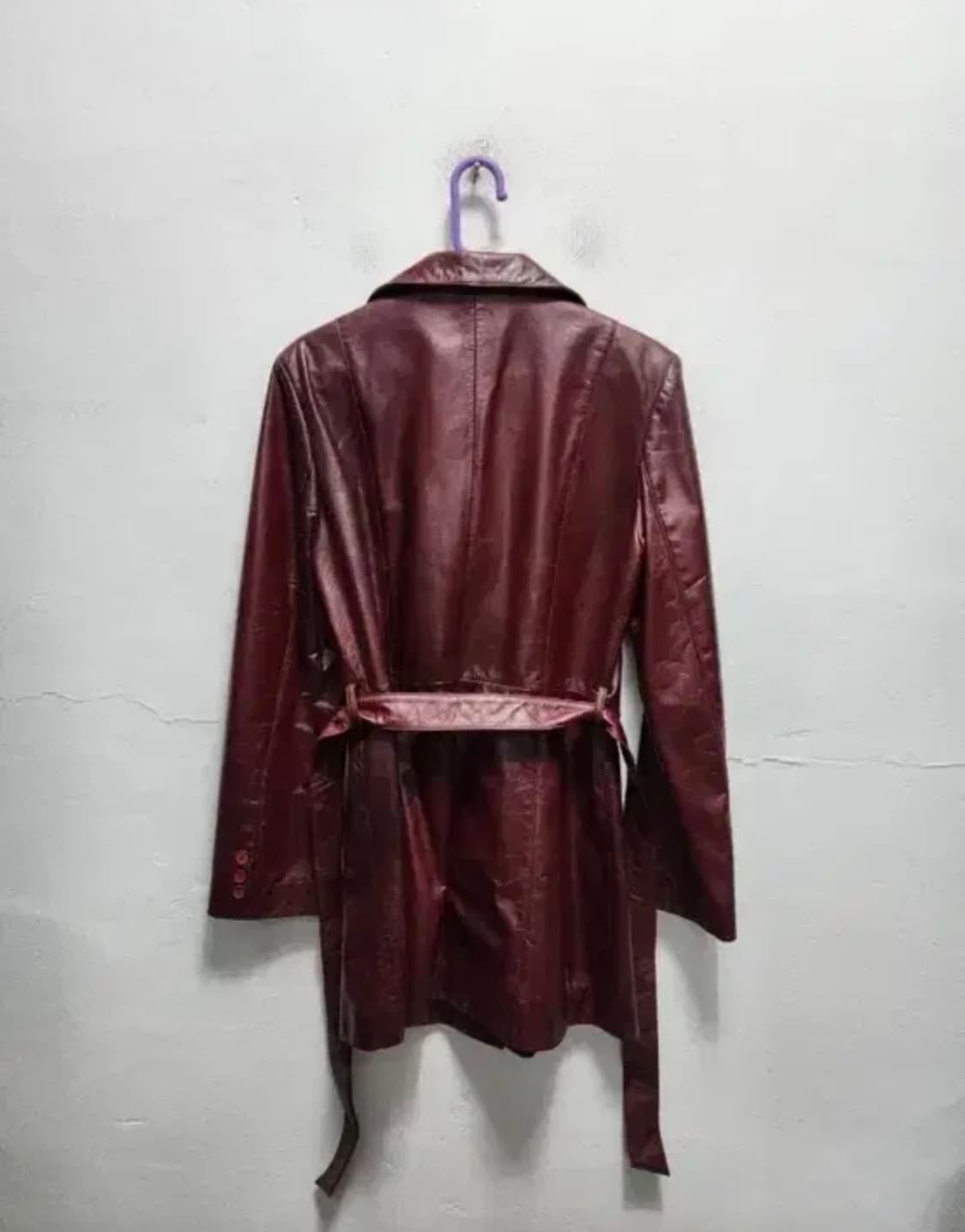 빈티지 버건디 레더 소가죽 롱코트 가죽자켓 상품이미지2