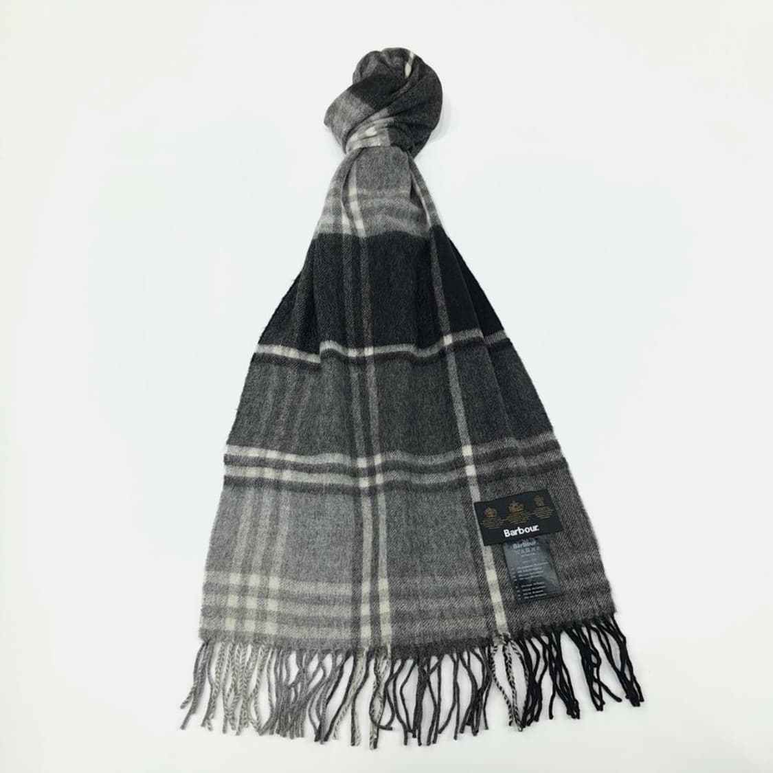 (MZ823)바버 블랙 타탄체크 램스 캐시 혼방 목도리 머플러 상품이미지1