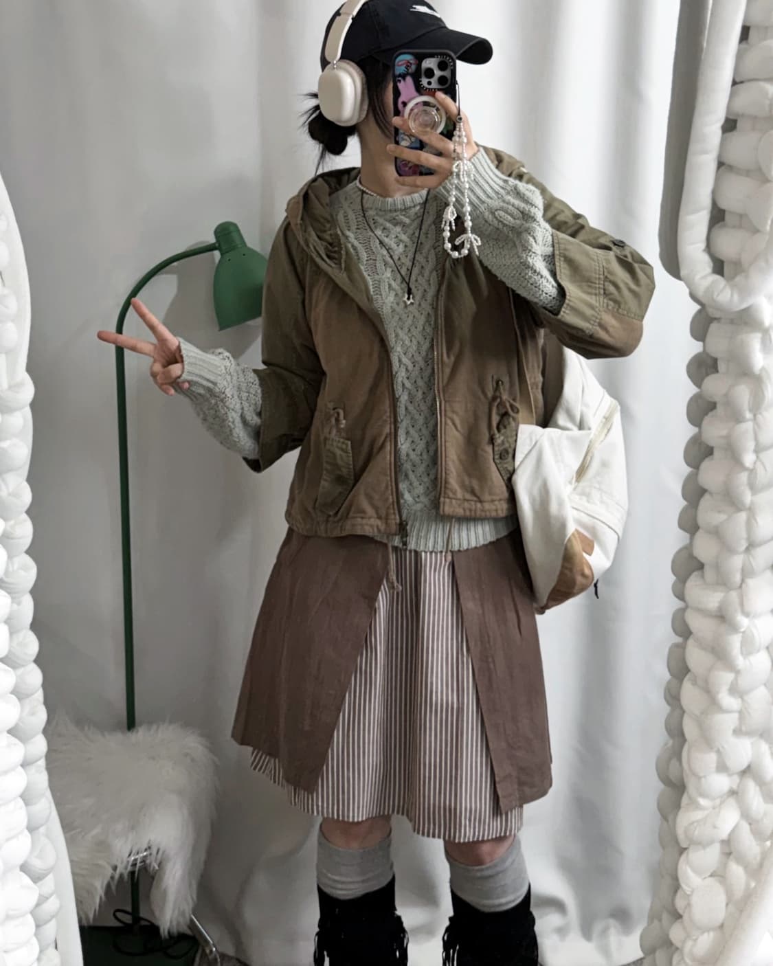 카키 투웨이 집업 후드 야상 자켓 상품이미지4