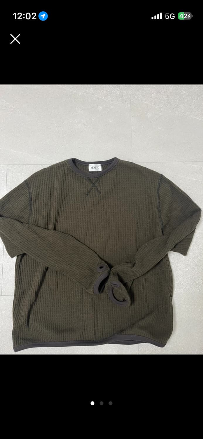 히오비 와플 핸드워머 긴팔 티셔츠 딥카키 상품이미지1