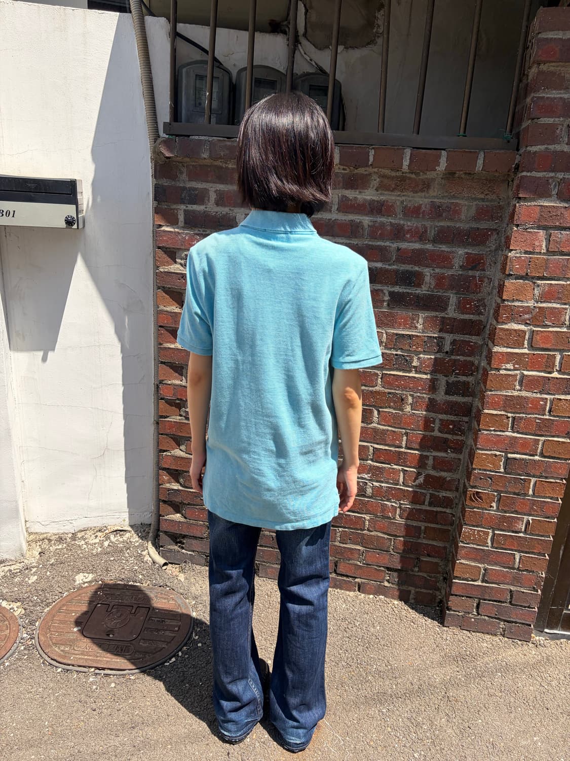Polo Ralph Lauren 스카이블루 카라 반팔 티셔츠 S 상품이미지4
