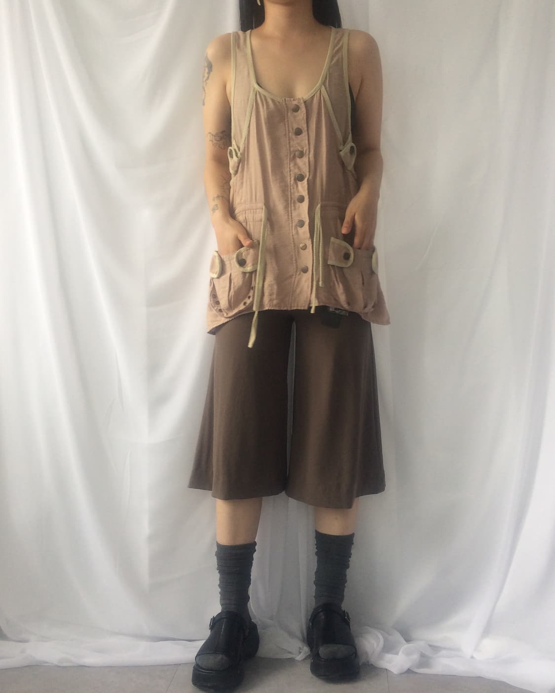 Eyelet pocket point sleeveless vest onep 상품이미지7