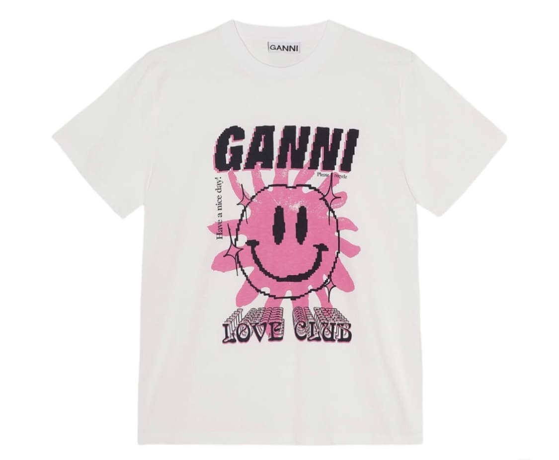 [S] 가니 러브 클럽 티셔츠 브라이트 화이트 핑크 상품이미지4