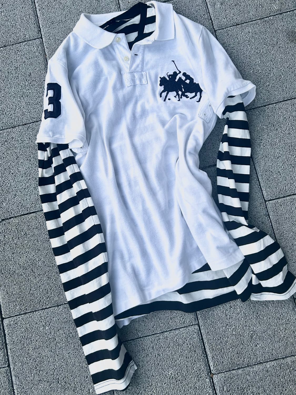 *rare* 2000s 폴로 화이트 빅포니 카라 반팔티 상품이미지1