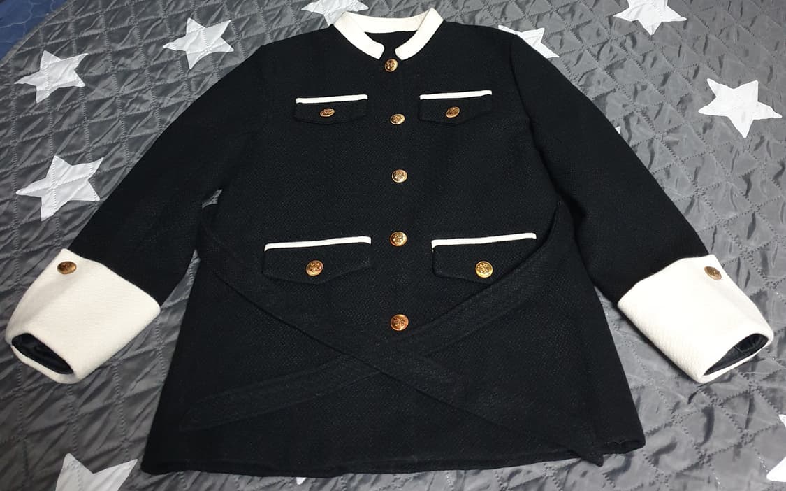 트위드 금장버튼 벨티드 럭셔리 미드자켓 (F) 상품이미지1