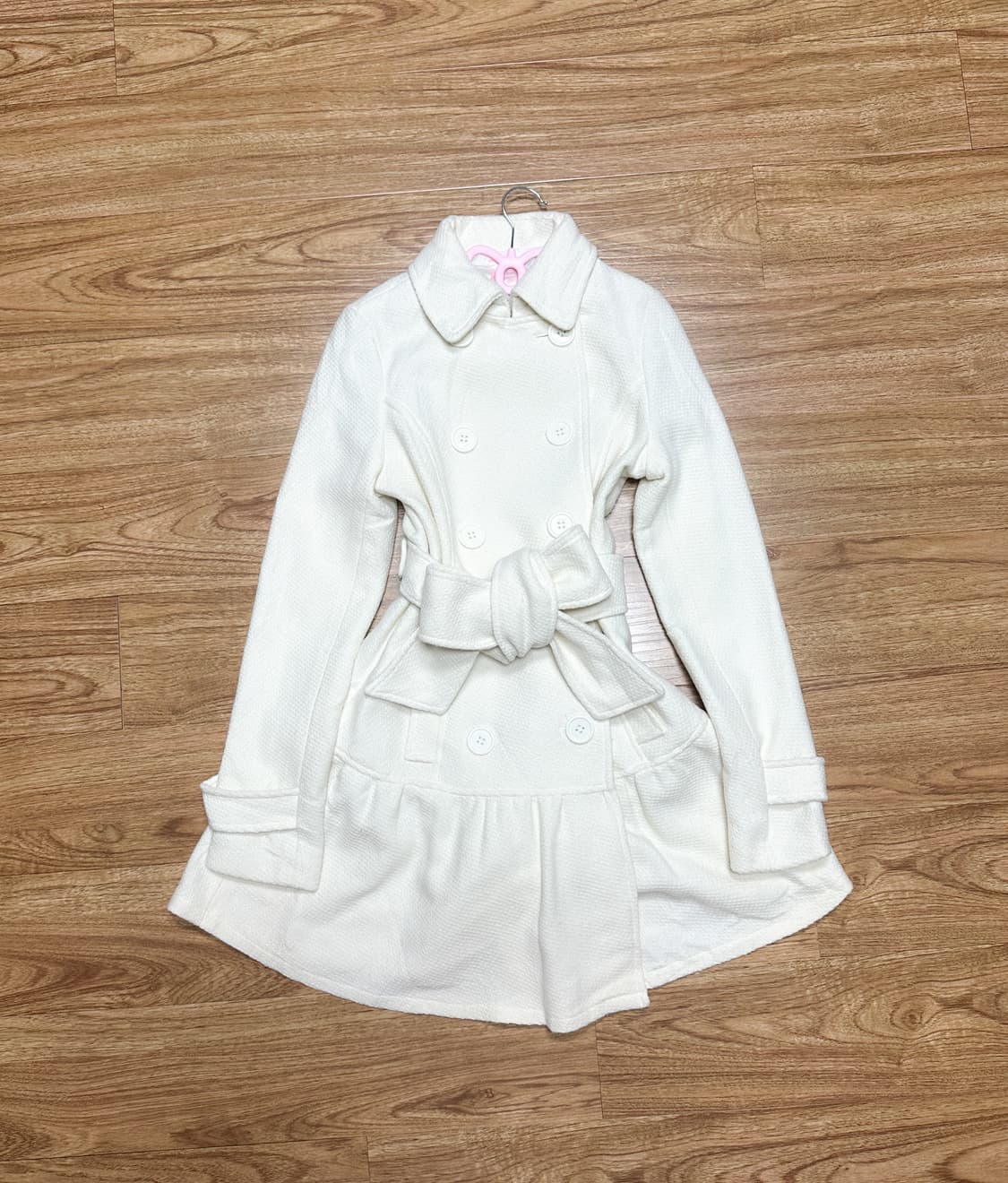 빈티지 화이트 리본 벨트 원피스 코트 달천깔 히메갸루 로걀 라떼 공겜여주 상품이미지1