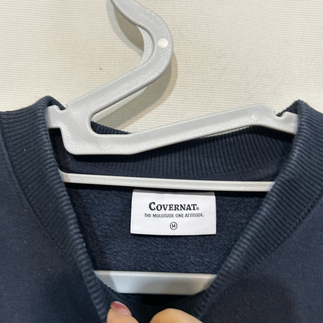 커버낫 남성 기모 맨투맨 M 네이비 상품이미지2