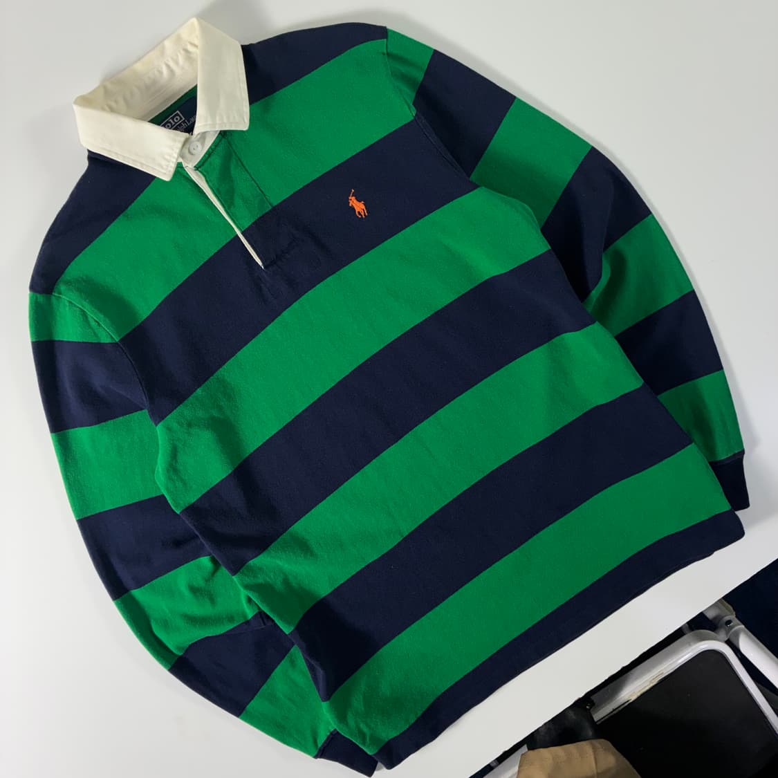 Polo 폴로 랄프로렌 그린 네이비 배색 아이코닉 셔츠 상품이미지2