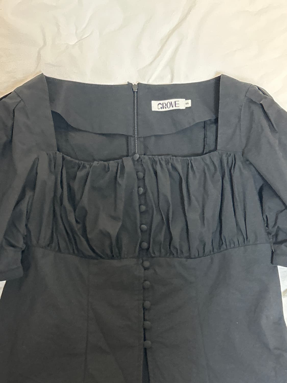 그로브 스퀘어넥 블라우스 블랙 상품이미지3