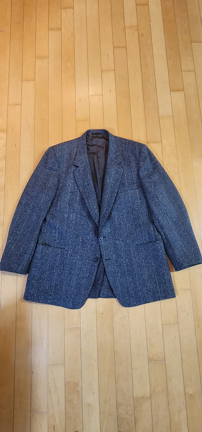 (빅사이즈)네이비 헤링본 트위드 모직자켓 3XL 상품이미지4