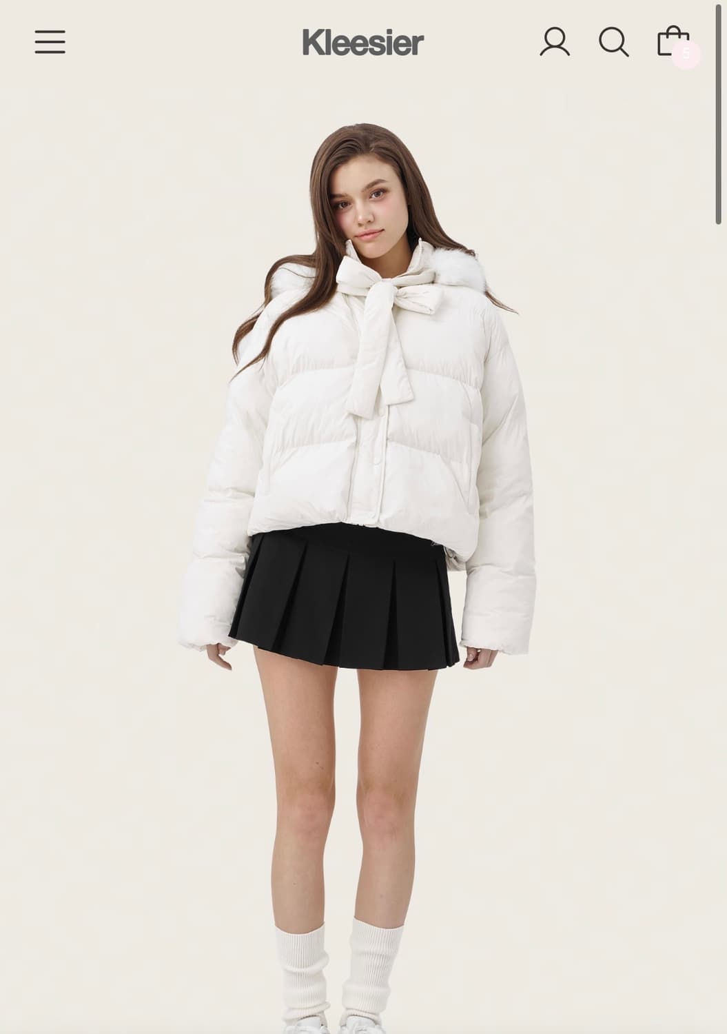 클리시어 스노위 리본 패딩 퍼자켓 상품이미지1