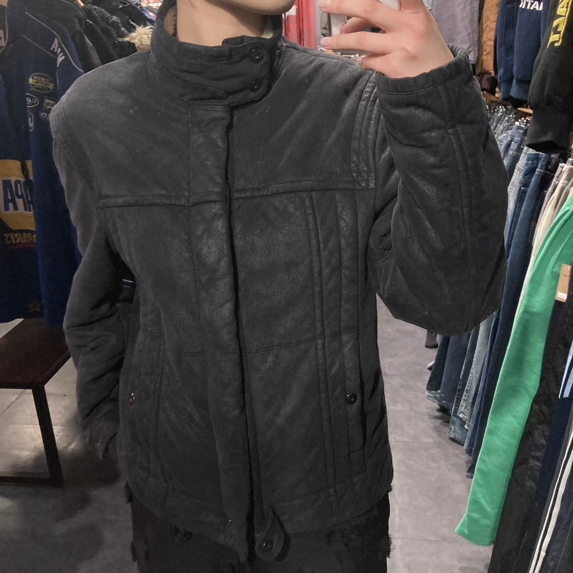 [IM] 아르마니익스체인지 AIX 양털 레더자켓 그레이 상품이미지4