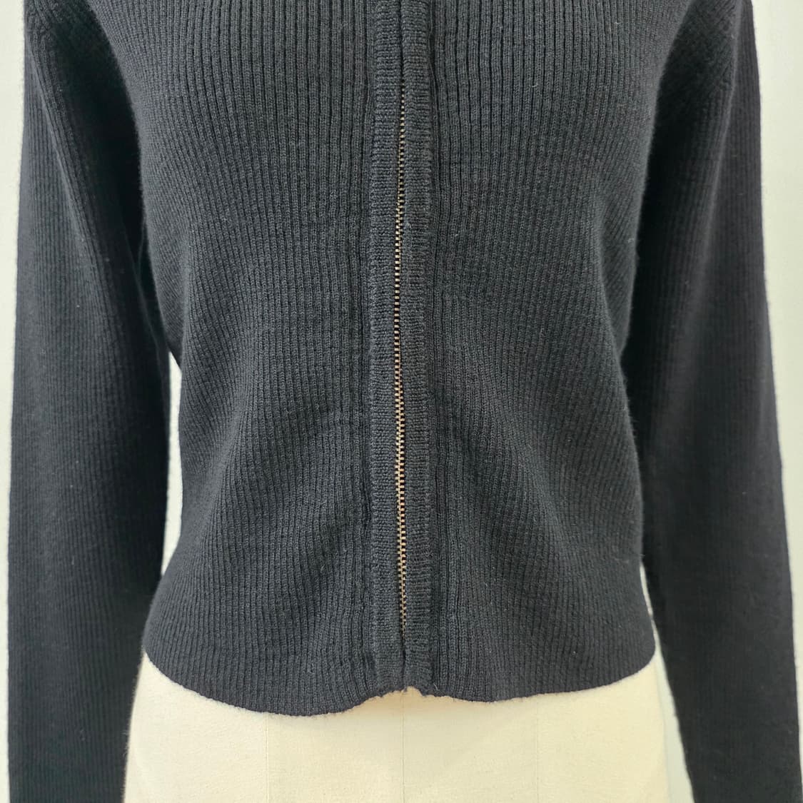 mamian 울100% 블랙 골지 집업 니트 가디건  상품이미지6