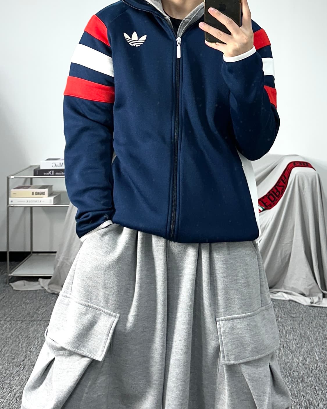 아디다스 구파이어버드 네이비 배색 트랙탑 져지 L 상품이미지3