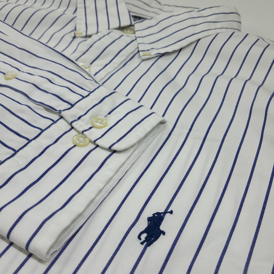 CL852 2XL 폴로 90s 홍콩판 네이비 스트라이프 셔츠 남방 상품이미지4